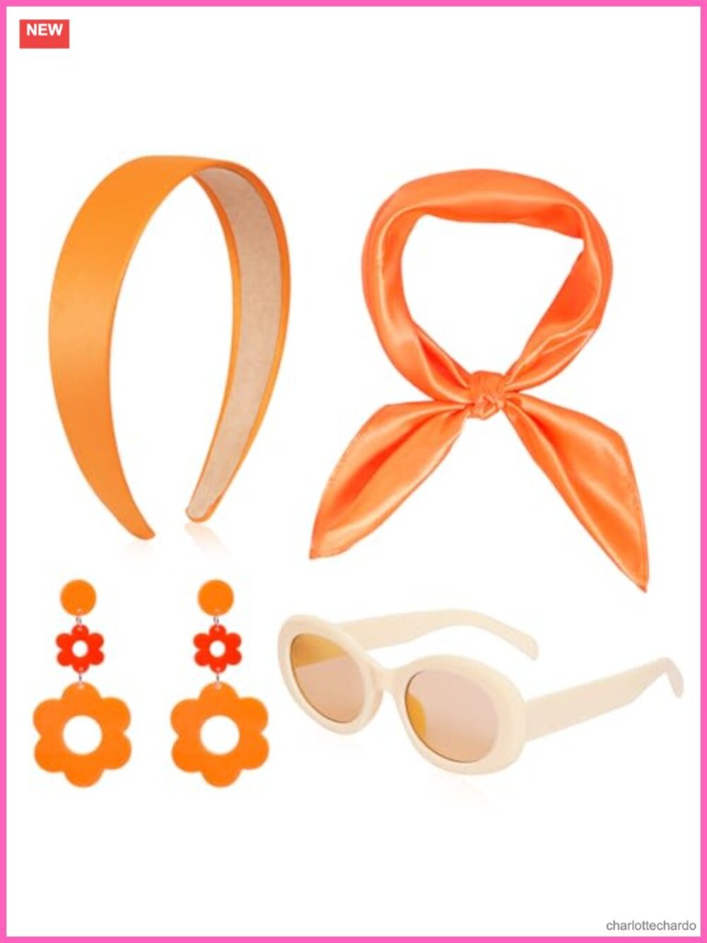 4 Pc 60s 70s Hippie Costume Accessory Set Disco Sunglasses Earrings Headband